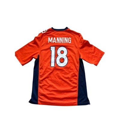 Nike Peyton Manning Denver Broncos NFL Jersey Orange Navy Blue 18 Mens Medium