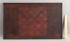 Authentic Antique American Primitive Folk Art Chess Checkers Gameboard 1st Paint