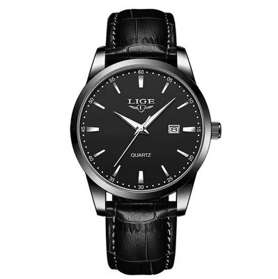 Lige Herrenuhr Edelstahl Herren Armbanduhr Lederarmband Männeruhr Business