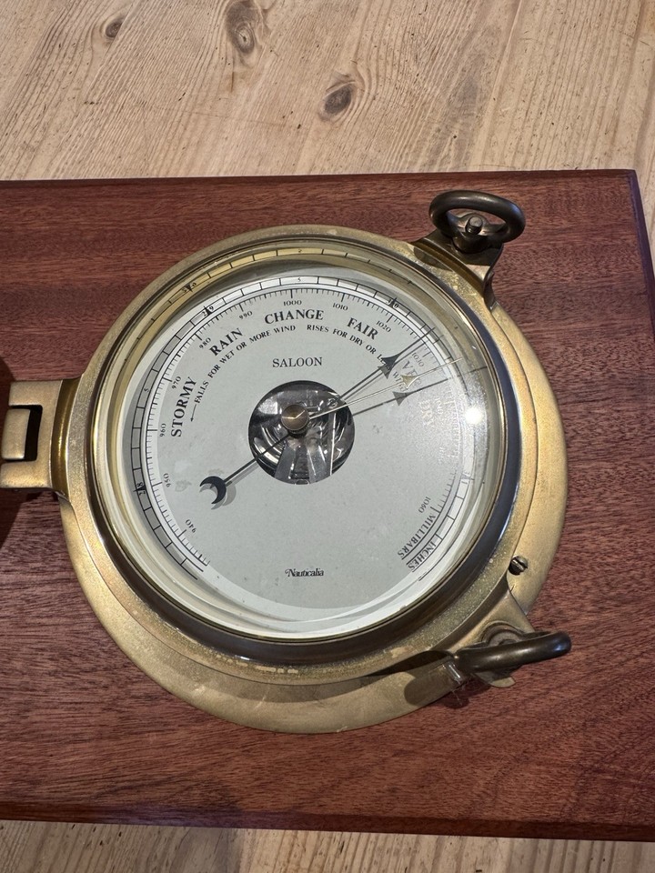 Saloon Instruments Nauticalia Brass Porthole Barometer Saloon Instrument Ships Clock | eBay UK