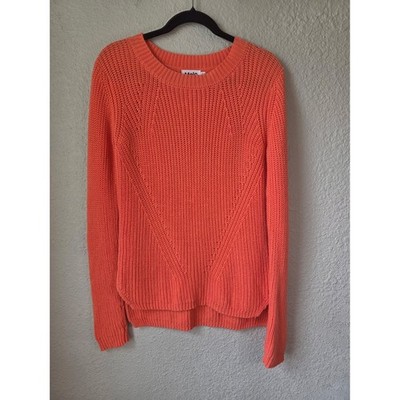 Molo Kids Coral Orange Shaker Knit Chevron Pullover Sweater Size 170 176 14-16Y
