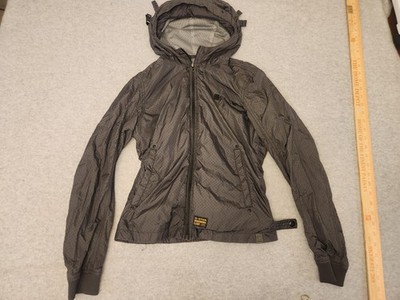 G-Star Raw Jacket Youth Small Gray Hooded Perforated Mesh Lined Zip Lightweight