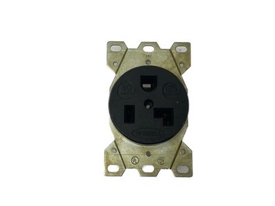 NOS Hubbell 30A 125VAC 2P 3W Straight Balde Receptacle Flush Mounted HBL9308
