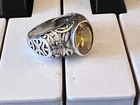 Vintage scroll work 925 silver citrine fine jewellery Men’s Ring O 1/2 Fine Gift