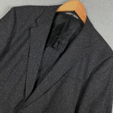 Hugo Boss Hadwart Blazer Men's 46R Wool Silk Black Speckled Two Button Stretch