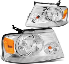 DNA MOTORING HL-OH-F1504-CH-AM Chrome Amber Headlights Replacement Compatible