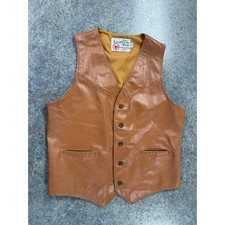 The Leather Shop Sears Vest Mens 44 Tall Tan Good Vintage Western Biker Boho
