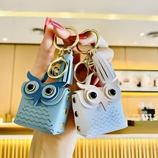 2 Pcs Owl Mini Coin Purse Keychain  PU Leather Owl Bag Charm  Small Storage