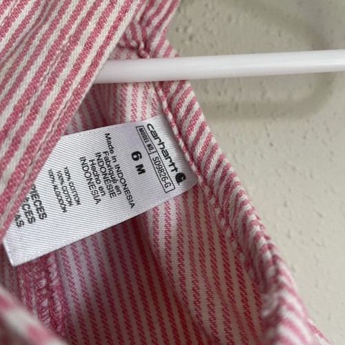 Carhartt Shortall Latzhose Baby Mädchen Größe 6 Monate rosa gestreift - Bild 3 von 4