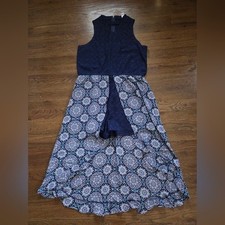 JUSTICE Girls 18 Plus Blue Lace/Floral Tank Shortie Romper With Skirt