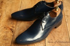 Prada Navy Blue Leather Derby Shoes UK 8.5 US 9.5 EU 42.5
