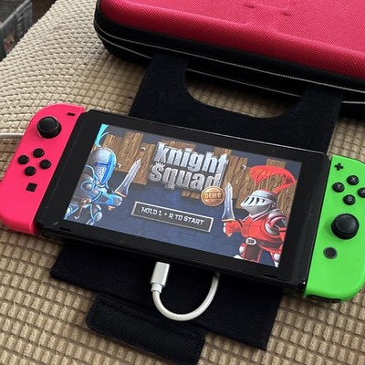 Nintendo Switch Console w/ Neon Pink & Neon Green Joy-Con + Carry Case