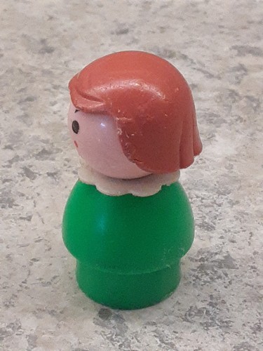 Pecas de pelo castaño cuerpo verde niña Fisher Price Little People vintage - Imagen 2 de 6