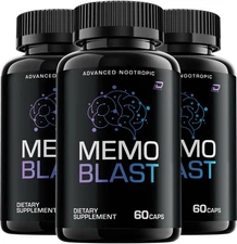 (3 Pack) Memo Blast Supplement Capsules – MemoBlast Natural Blend Memory Focus