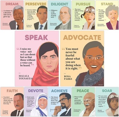 Decorably 12 History Posters for Classroom, 11x14in 11 x 14, 