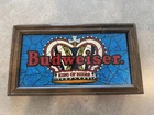 VINTAGE BUDWEISER KING OF BEERS FOIL CROWN FAUX STAINED GLASS BAR BUD BEER SIGN