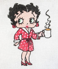 Betty Boop Morning Coffee Needlepoint Canvas Hand Painted 18 mesh Zweigart BHD