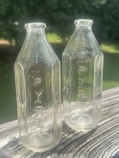 Vintage Pyrex Glass Baby Bottles 8oz Hexagonal Narrow Neck Set 2 