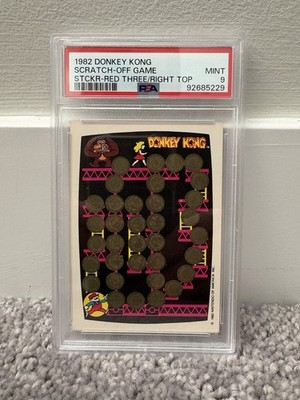 PSA 9 Scratch-Off Game Red Three/Right Top - 1982 Topps Donkey Kong Stickers