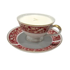 Vintage Bristol Fine China Cup and Saucer with Unscented Home Made Soy Candle