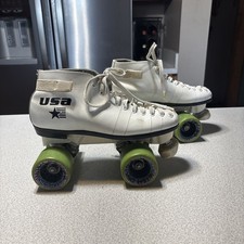 Riedell Skates USA White Green Wheels Women  s