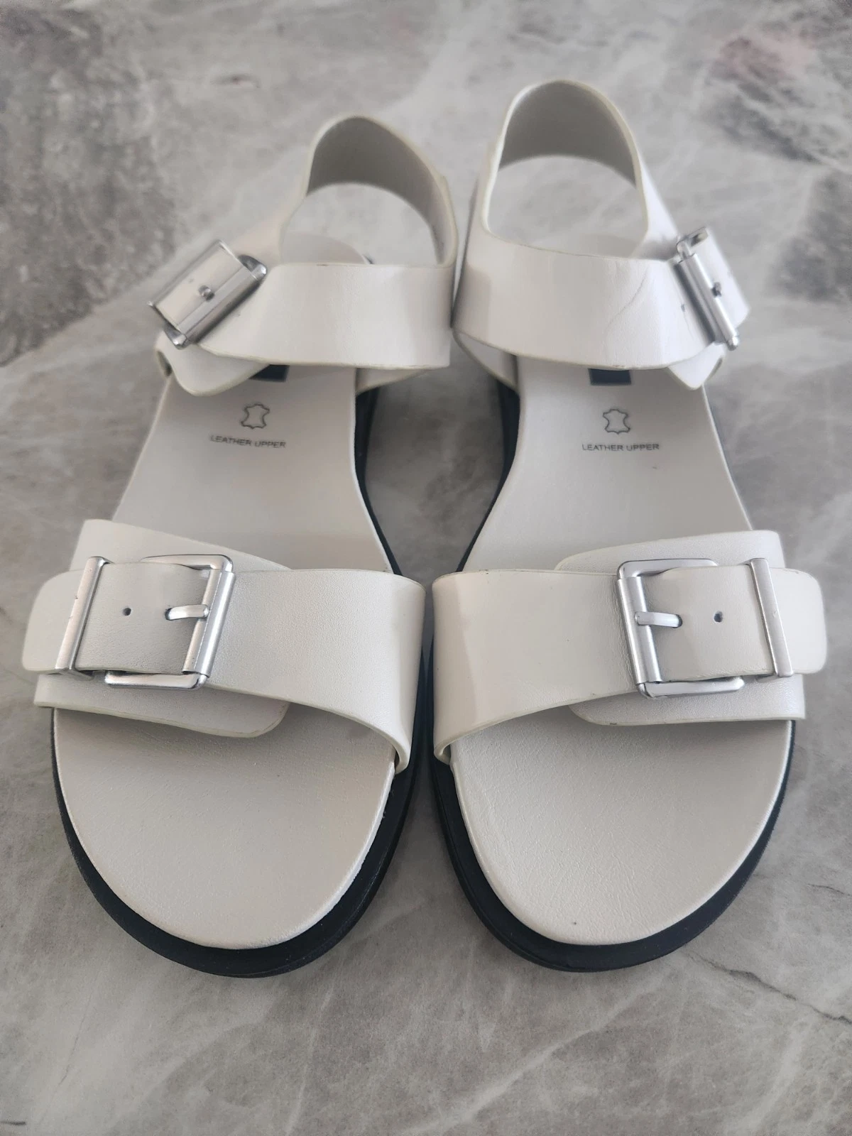 M&S Leather Buckle Flat Sandals ~ Standard Fit ~ Size UK 4 / EU 37