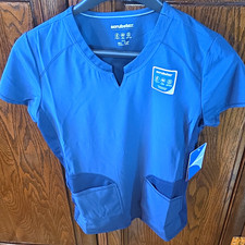 Scrubstar Women s S Blue Solid V-Neck Medical Scrub Top Polyester Blend