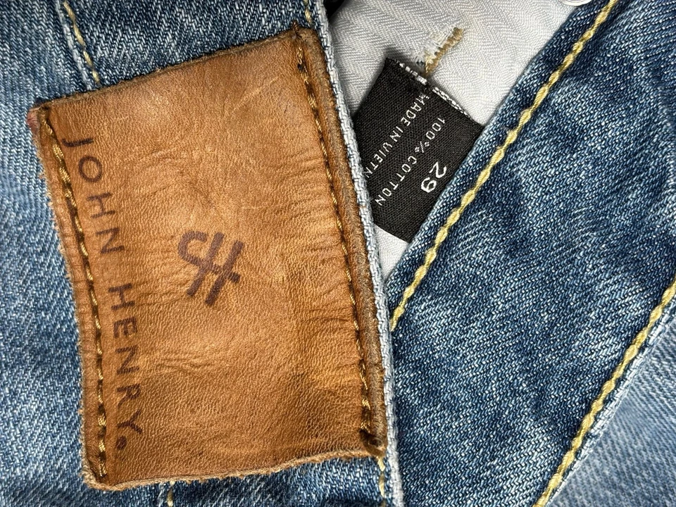 Pantalones de mezclilla ajustados John Henry para hombre talla 29 azul lavado medio tiro medio elásticos  Foto 4 de 4