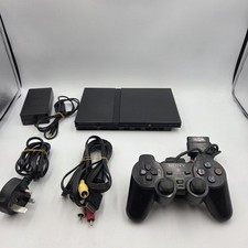 Sony Playstation 2 Slim Black Console With Controller Cables Tested Working