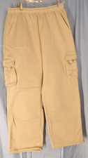 Beige High Rise Fleece Lined Straight Leg Cargo Sweat Pants Womens Size L