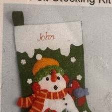 Snowman Felt Applique Kit 17" Personalization USA Sequins Homemade Handmade