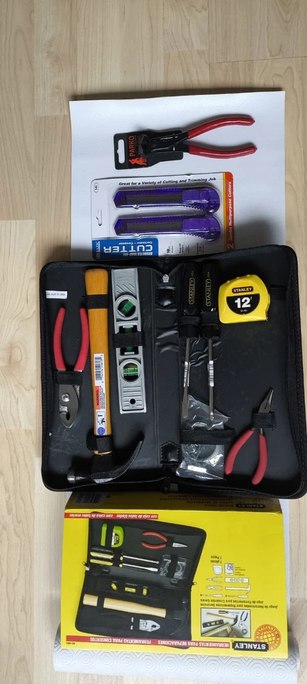 Juego de herramientas de mano Stanley + alicate de parko adicional y 2 cortadores utilitarios Foto 2 de 4