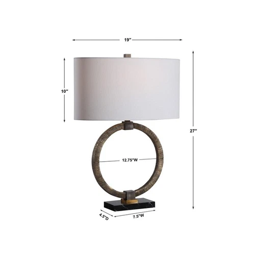 Uttermost Contemporary Resin Marble Iron and Fabric Table Lamp in Gold - Picture 8 of 8