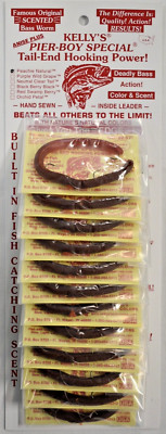 Kelly's  Bass Worms Pier Boy Special  Peachie Natural 12 PK Bass Panfish USA