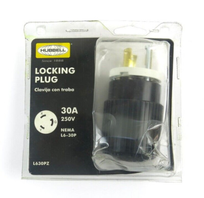 Hubbell L630PZ Locking Plug 30A 250V Triple Point Double Insulated