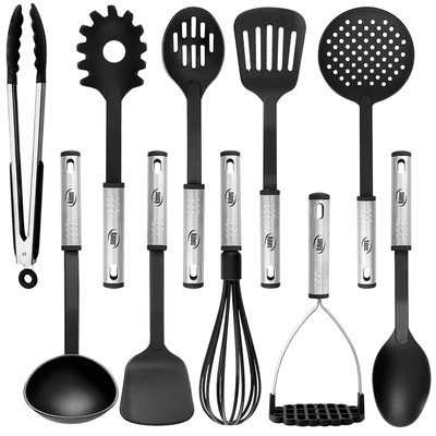 Kitchen Utensils Set 10 Nylon Stainless Steel Cooking Utensils Non Stick And Hea