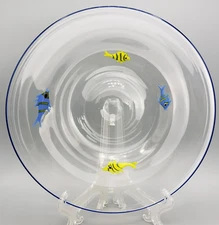 Annieglass Fused Art Glass Fish Dinner Plate Blue Edge Annie Glass Santa Cruz