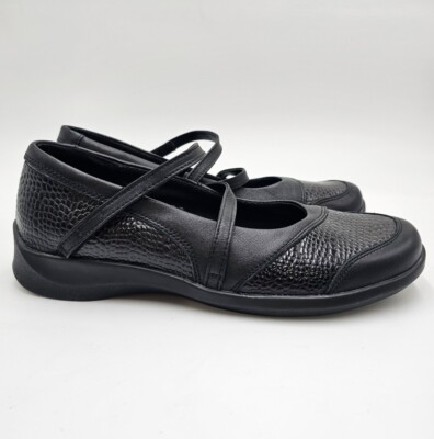 Aetrex Mary Jane Shoes Black Textured Pebbled Leather Comfort Womens Size  N