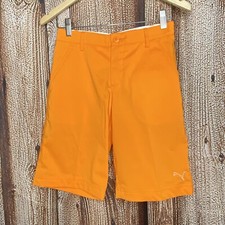 Puma Golf Youth Solid Tech Shorts Junior Collection Size Medium Orange NWT