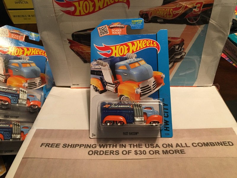 HOT WHEELS FAST GASSIN HW CITY 2015 HW CITY WORKS REG TREASURE HUNT BLUE VHTF!!