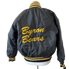 Vintage Jacket Windbreaker Black Gold Embroidered Size W Small to XS Youth Large