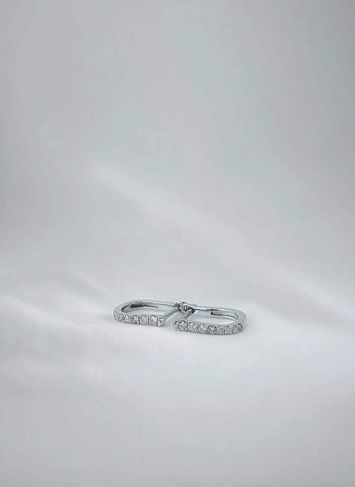 18K Solid Gold Diamond U Hoop Earrings | VS Clarity Natural Diamonds | Minimal - Image 4 of 4