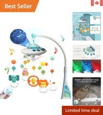 Illuminated Musical Crib Mobile with Rotating Rattles - Remote Control