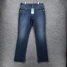Jag Jeans Womens 10 33 Blue Peri Mid Rise Straight Leg Pull On Stretch Denim