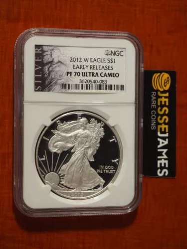 2012 W PROOF SILVER EAGLE NGC PF70 ULTRA CAMEO EARLY RELEASES BLACK LABEL