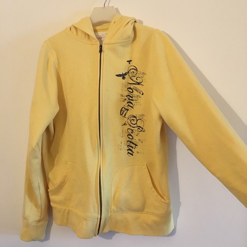 Fundy Resort Bright Vivid Yellow And Navy Blue Zip Up Hoodie - Retro Y2K Style - Picture 8 of 14