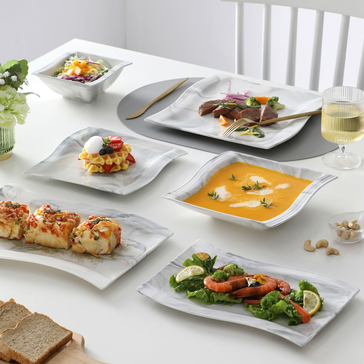 MALACASA Dinnerware Sets for 6, 26 Piece Porcelain