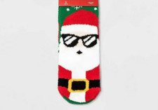 Wondershop Womens Christmas Crew Socks One Size OSFM Green Red Santa Claus NWT