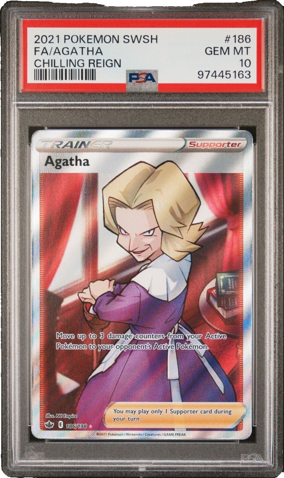 agatha pokemon card value - 186/198 - Full Art Ultra Rare - Sword & Shield Secret Rare Card Type Agatha's gengar Gym Heroes revival