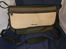 eddie bauer diaper bag cross body shoulder leather green 18x12x7 changing pad
